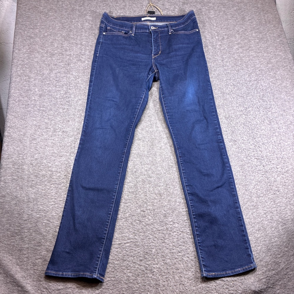 Levi's 314 Shaping Straight Jeans Womens 32 Blue Mid Rise Stretch Denim
